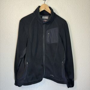 Eddie Bauer Jacket Women XXL Black Windcutter Fleece Full Zip Pockets Travel
